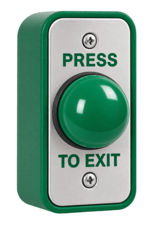 Slim press to exit button for access control