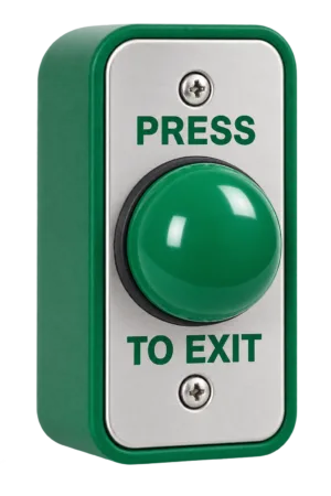 Slim press to exit button narrow green door release stainless steel