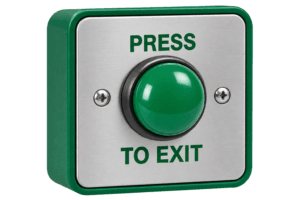 Wide press to exit button for access control