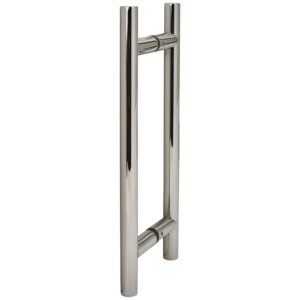 800mm polished guardsman pull handle – mirror polished stainless steel straight T bar back to back pair