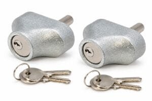 Roller shutter bullet lock 2 pack with weld-on housings and 4 keys