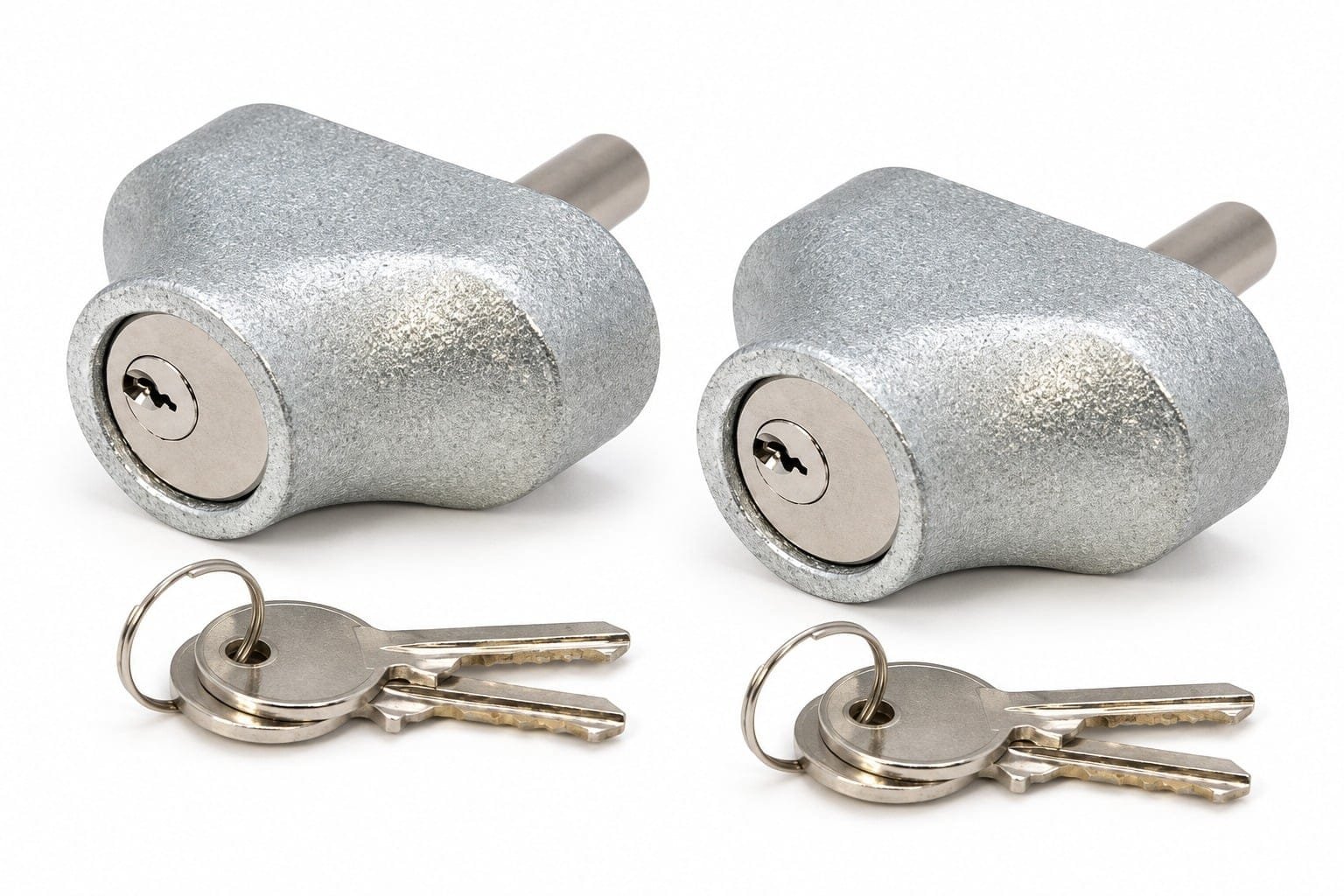 Roller shutter bullet lock 2 pack with weld-on housings and 4 keys