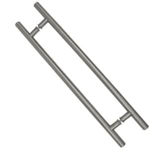 800mm guardsman pull handle – straight T bar back to back pair in satin stainless steel