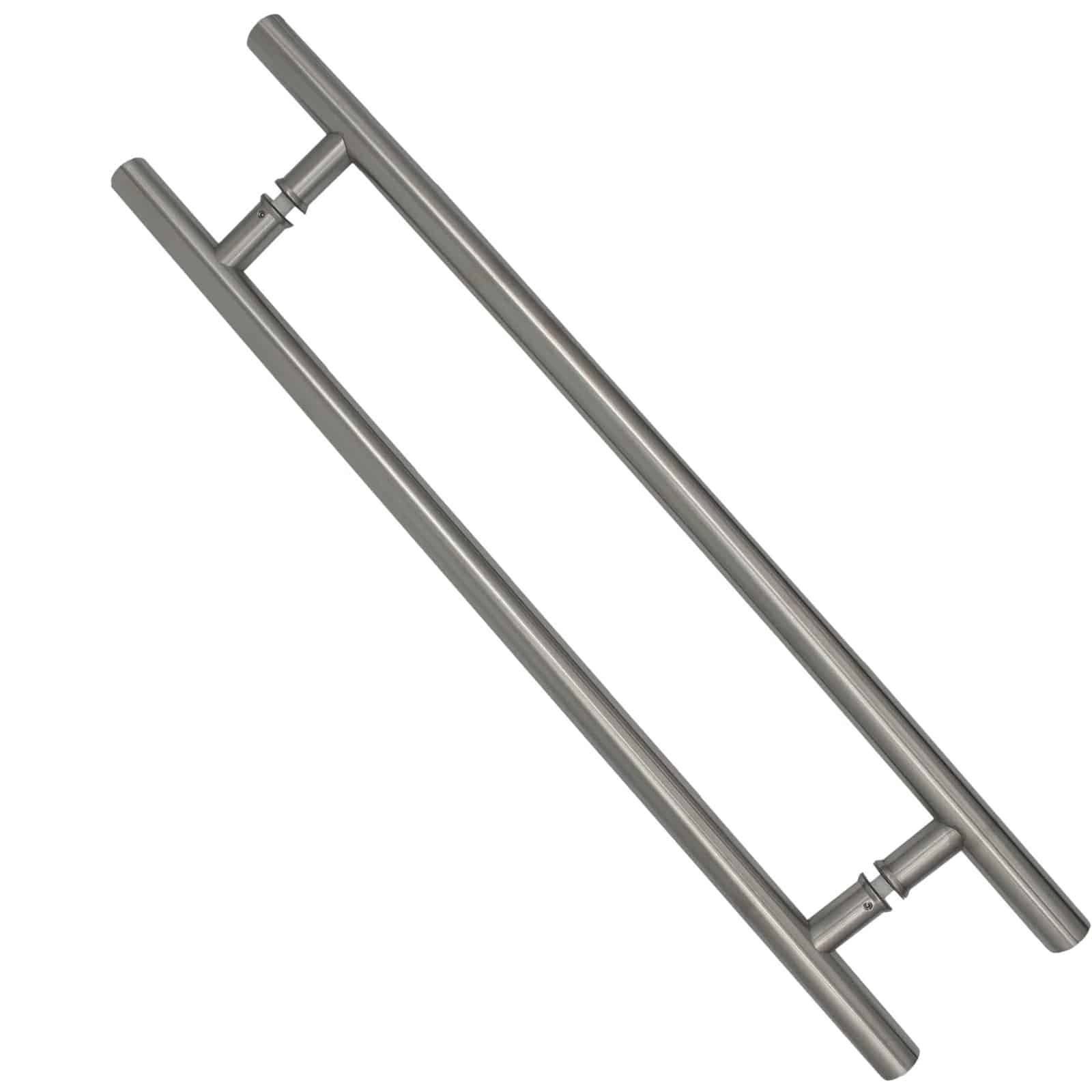 800mm guardsman pull handle – straight T bar back to back pair in satin stainless steel